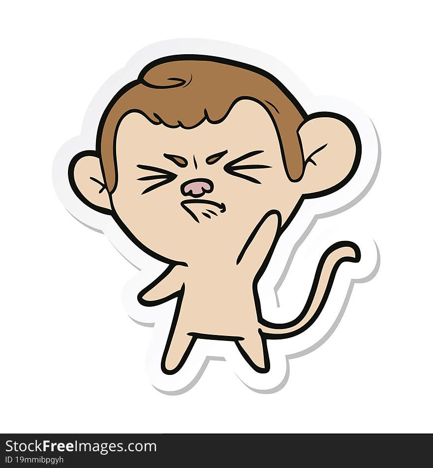 Sticker Of A Cartoon Annoyed Monkey