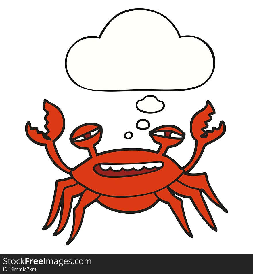 cartoon crab and thought bubble