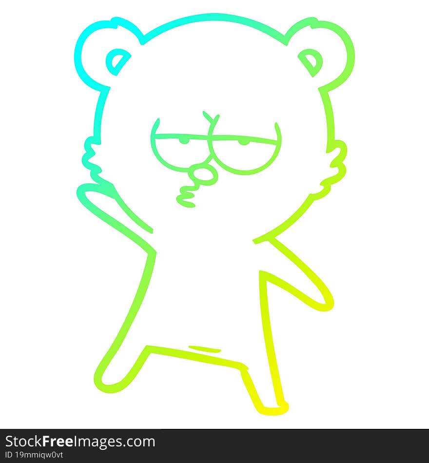 cold gradient line drawing bored bear cartoon