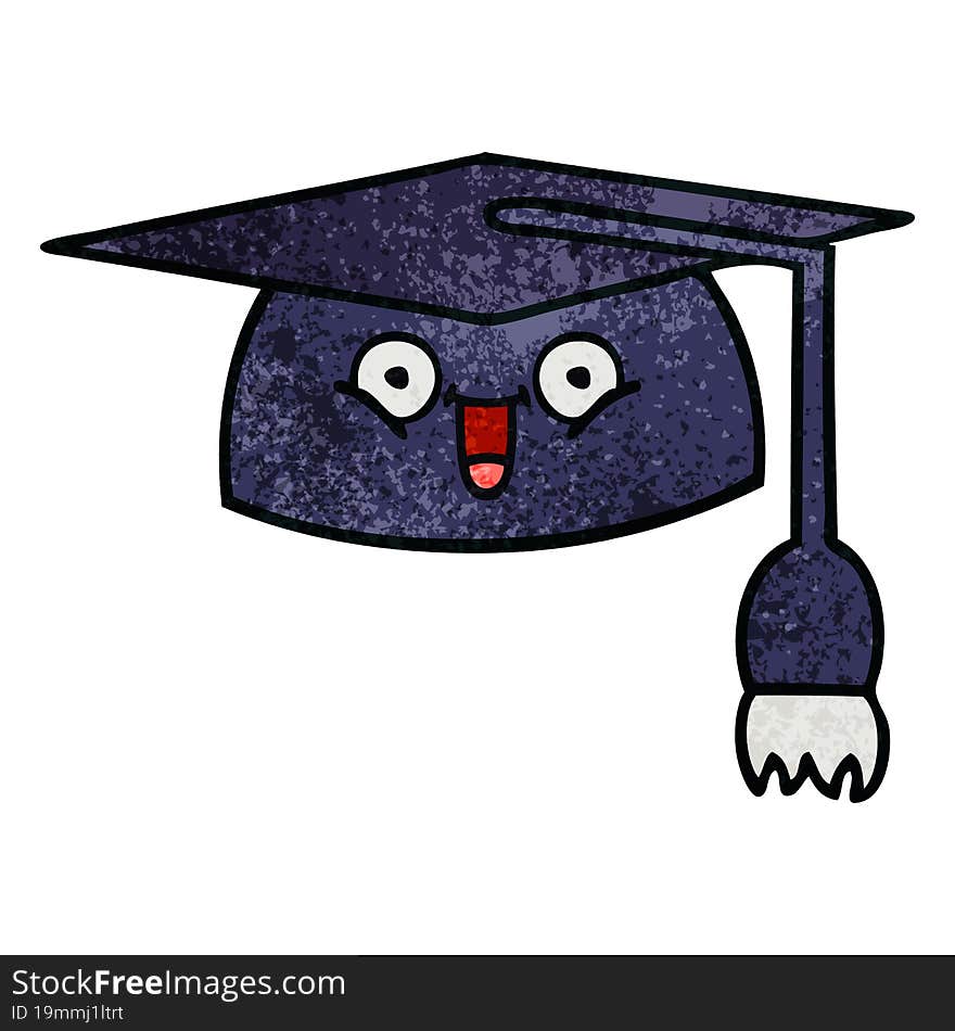 Retro Grunge Texture Cartoon Graduation Hat