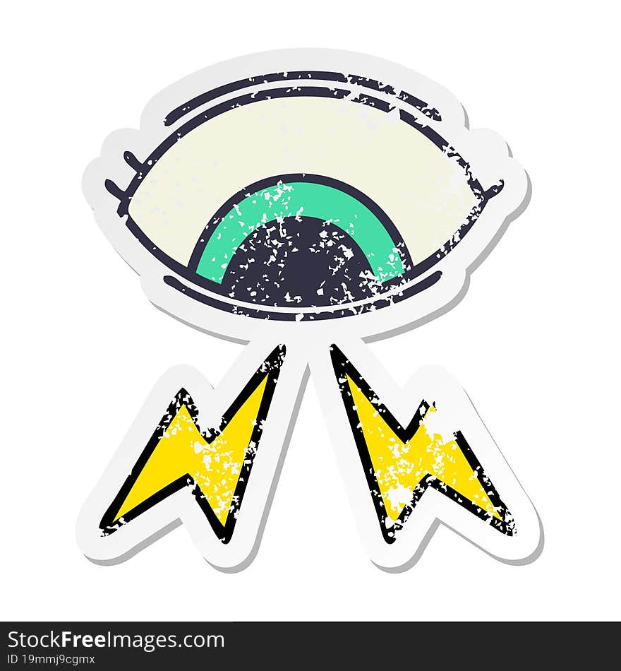 distressed sticker of a cute cartoon mystic eye