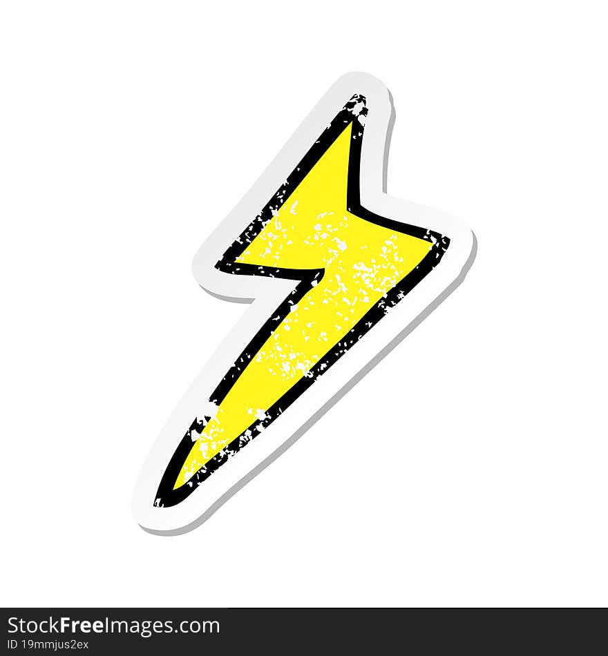 Retro Distressed Sticker Of A Cartoon Lightning Bolt Symbol