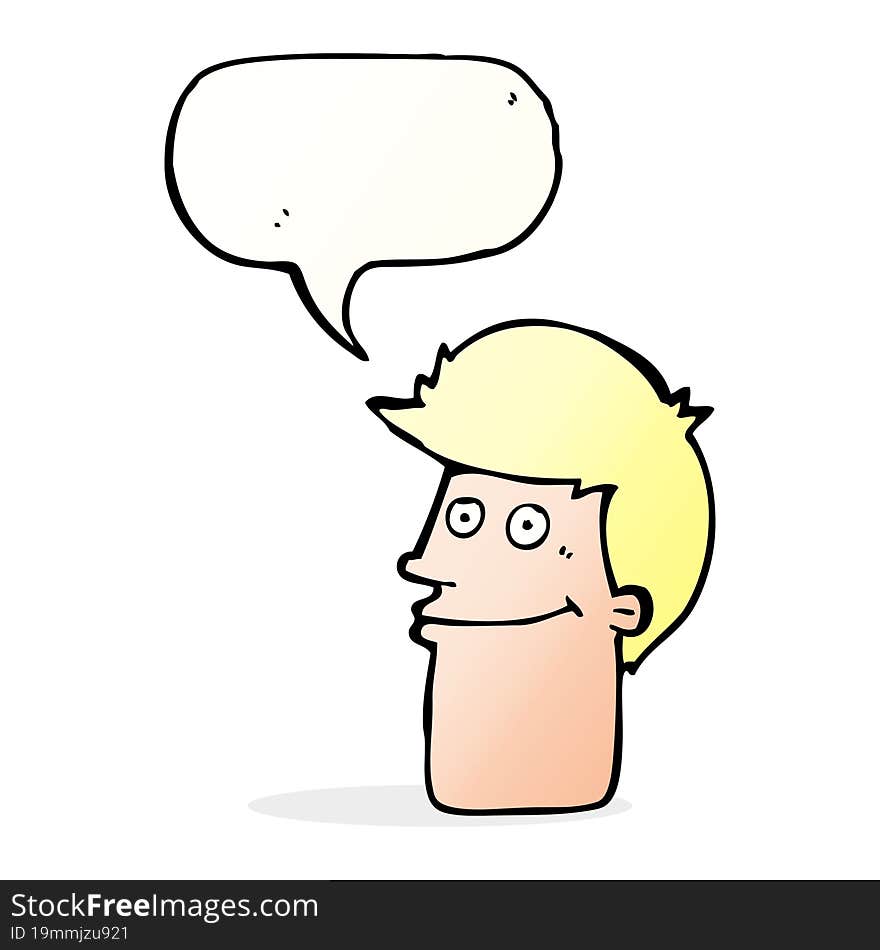 cartoon smiling man with speech bubble