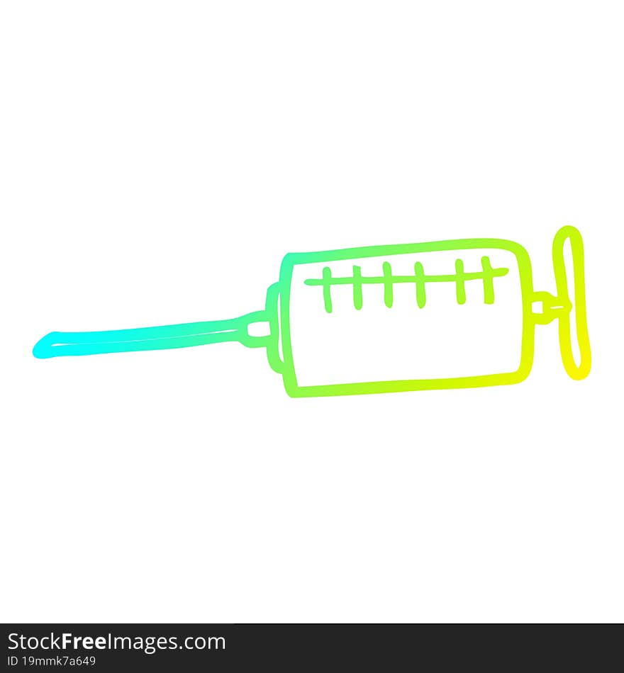 cold gradient line drawing cartoon syringe