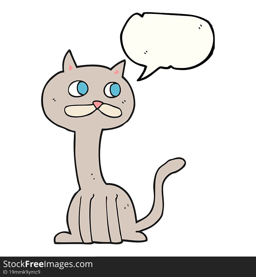 freehand drawn speech bubble cartoon cat