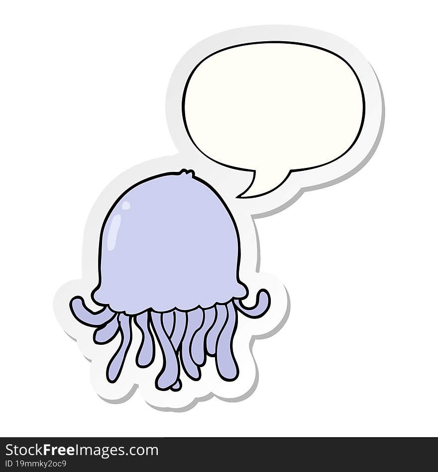 cartoon jellyfish and speech bubble sticker