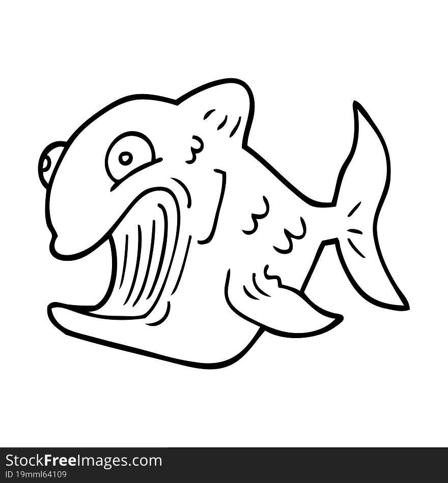 funny line drawing cartoon fish