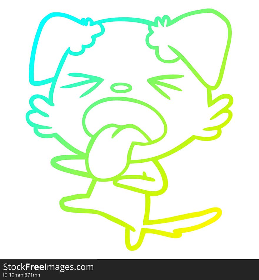 cold gradient line drawing cartoon disgusted dog