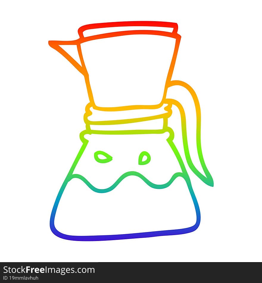 Rainbow Gradient Line Drawing Cartoon Filter Coffee Maker