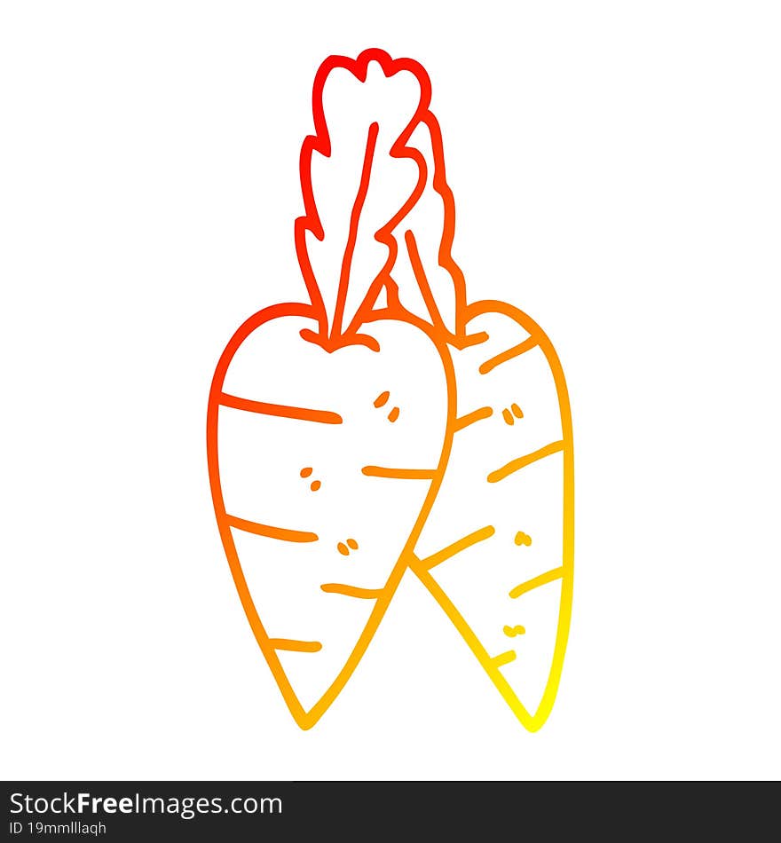 warm gradient line drawing cartoon carrots