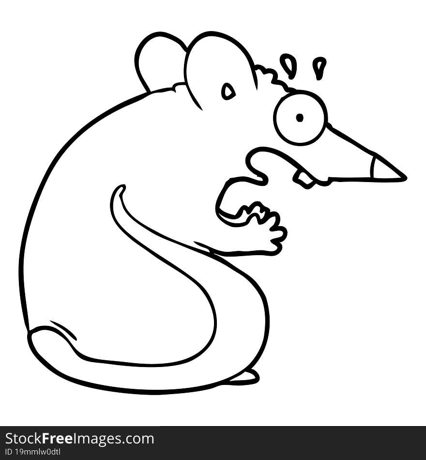 cartoon frightened mouse. cartoon frightened mouse