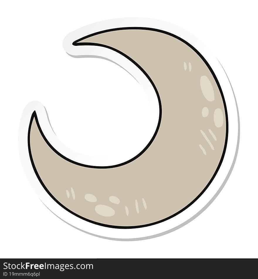 Sticker Of A Quirky Hand Drawn Cartoon Crescent Moon