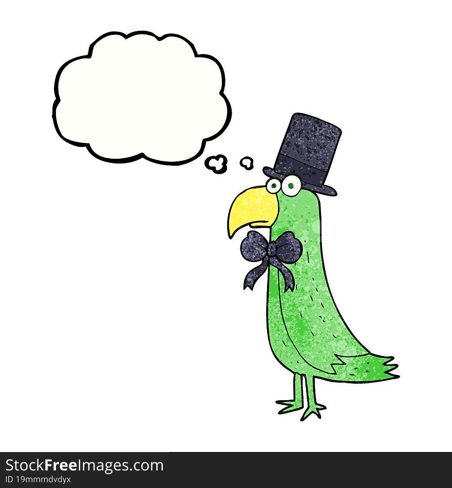 Thought Bubble Textured Cartoon Posh Parrot