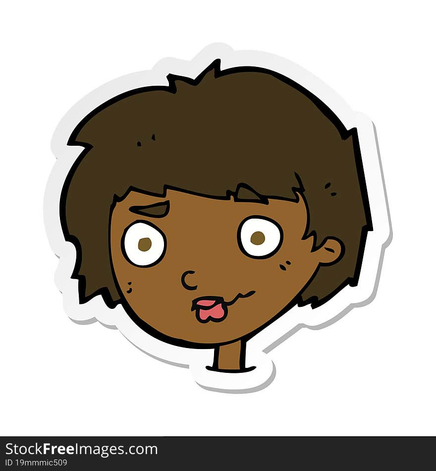 sticker of a cartoon confused woman