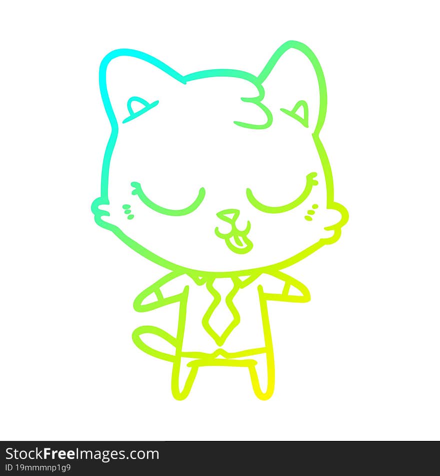 cold gradient line drawing cartoon business cat