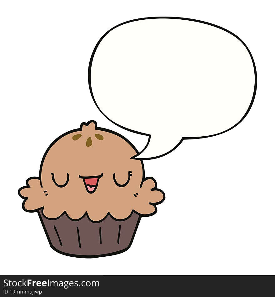 Cute Cartoon Pie And Speech Bubble