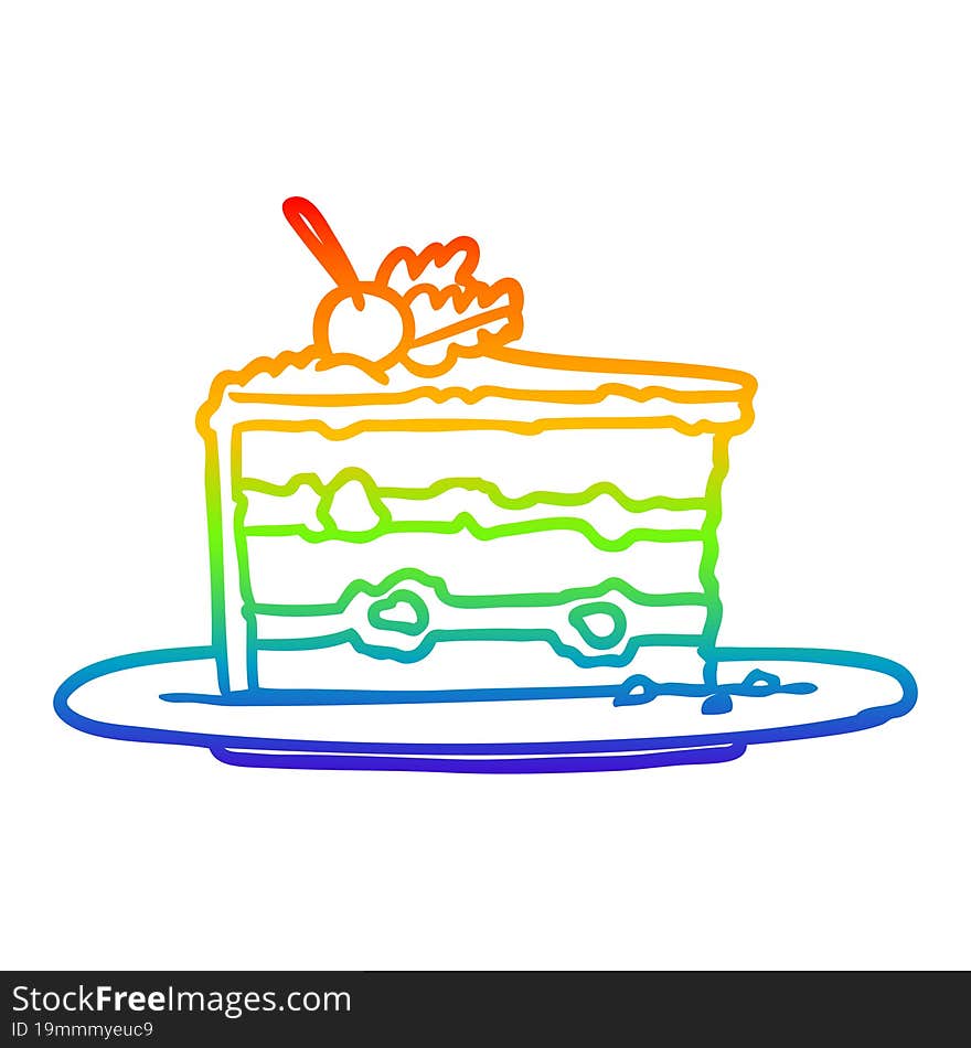 Rainbow Gradient Line Drawing Tasty Dessert;cake