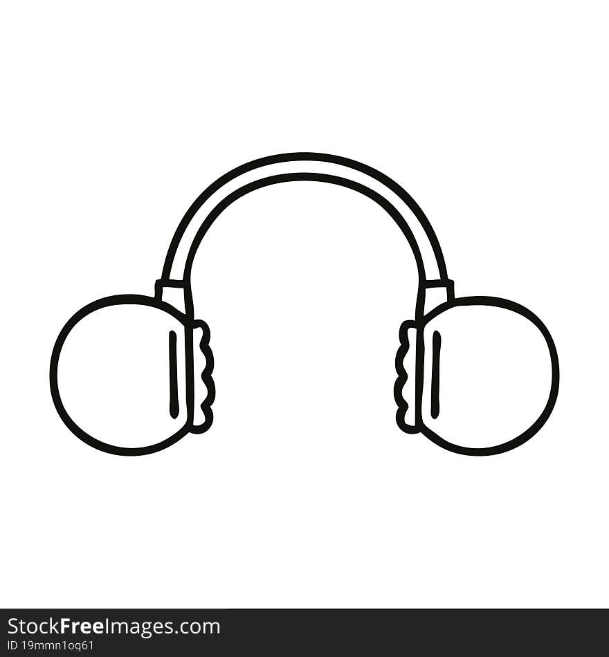 line drawing cartoon of a retro headset