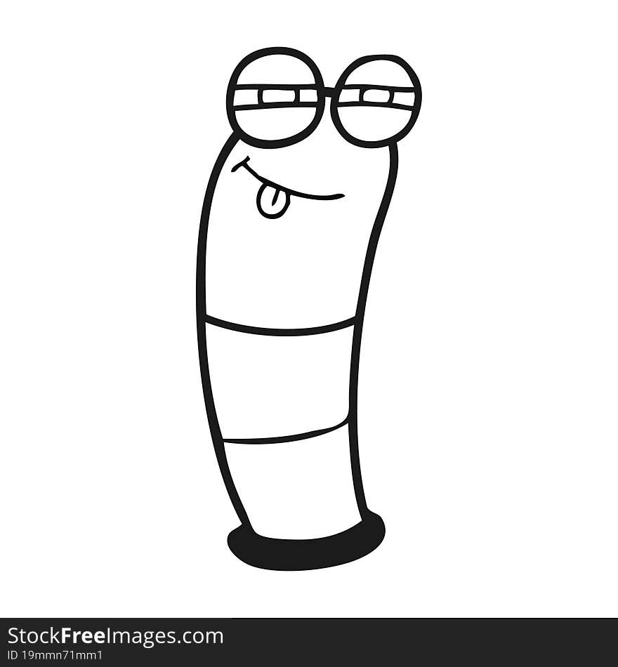 black and white cartoon worm