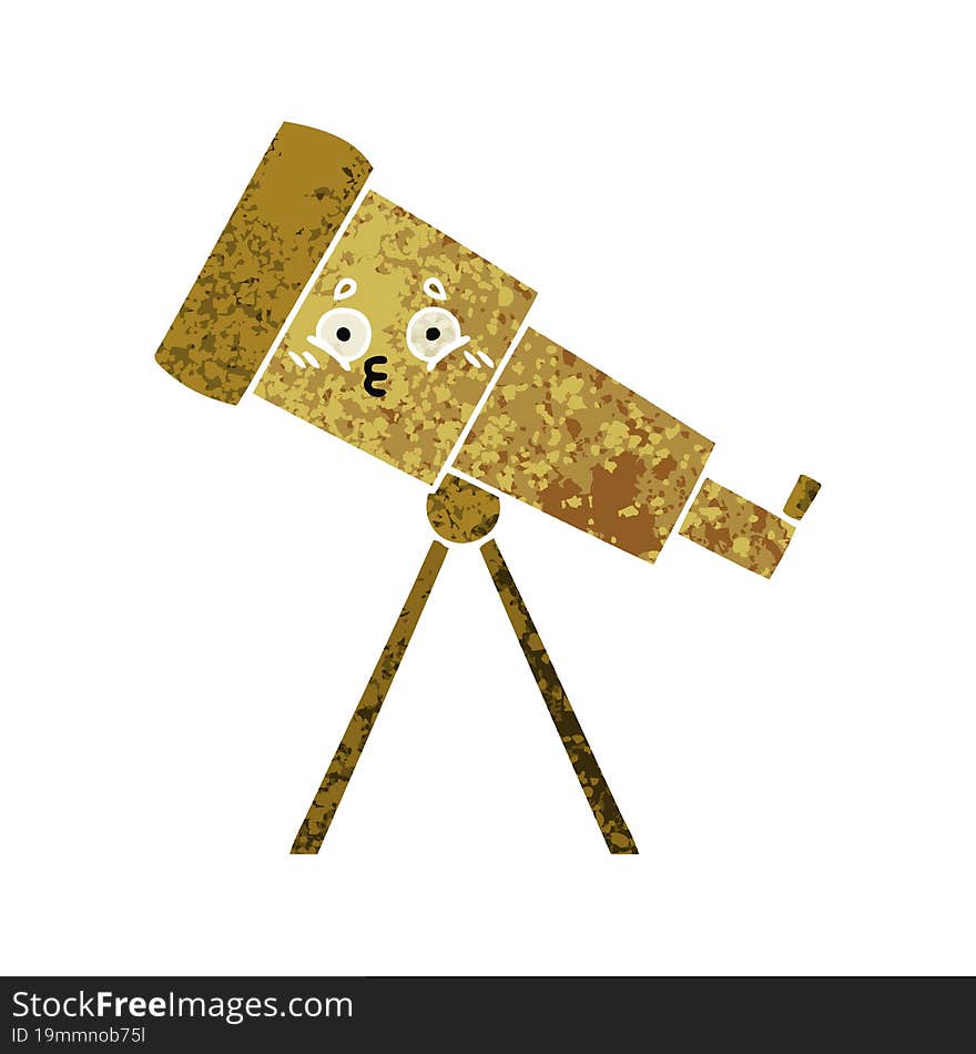 retro illustration style cartoon telescope