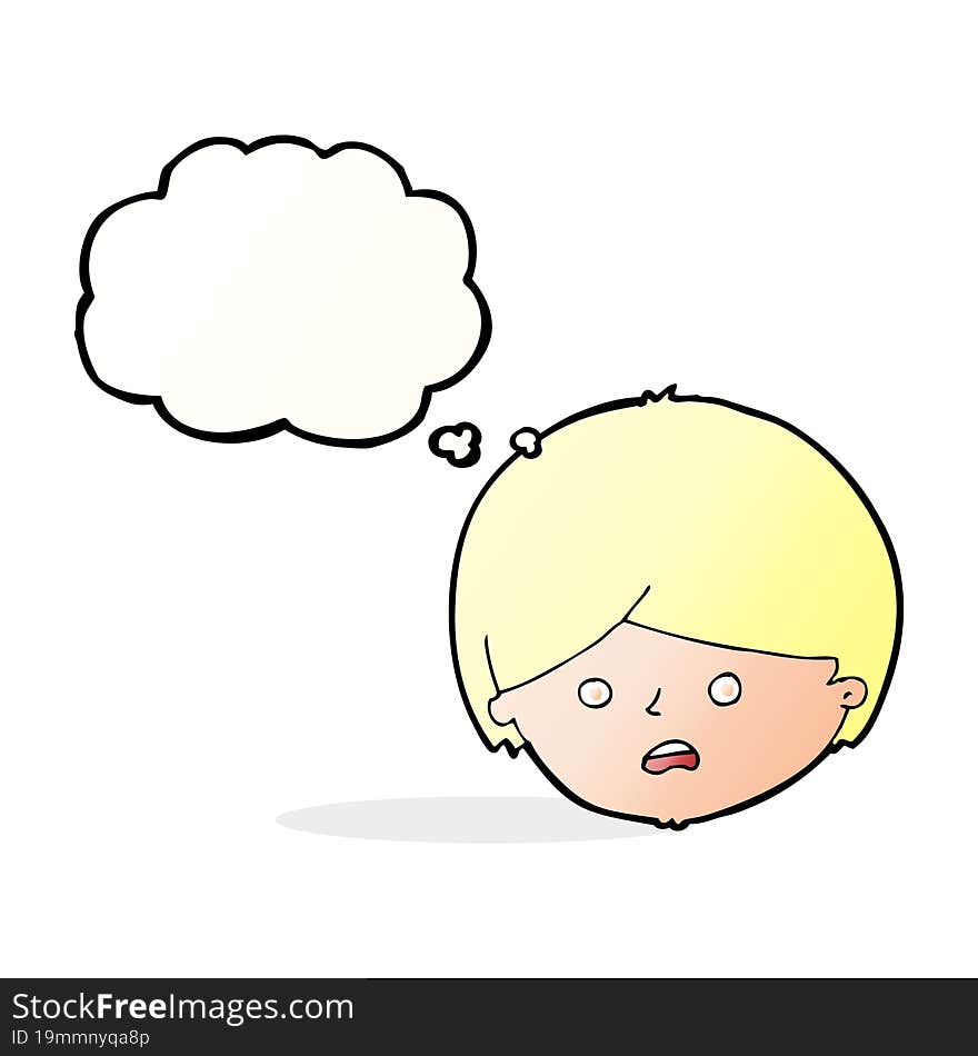 cartoon unhappy boy  with thought bubble