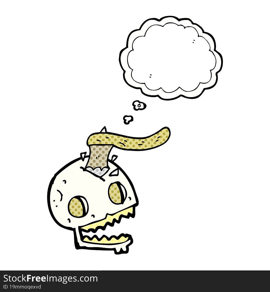 Thought Bubble Cartoon Axe In Skull