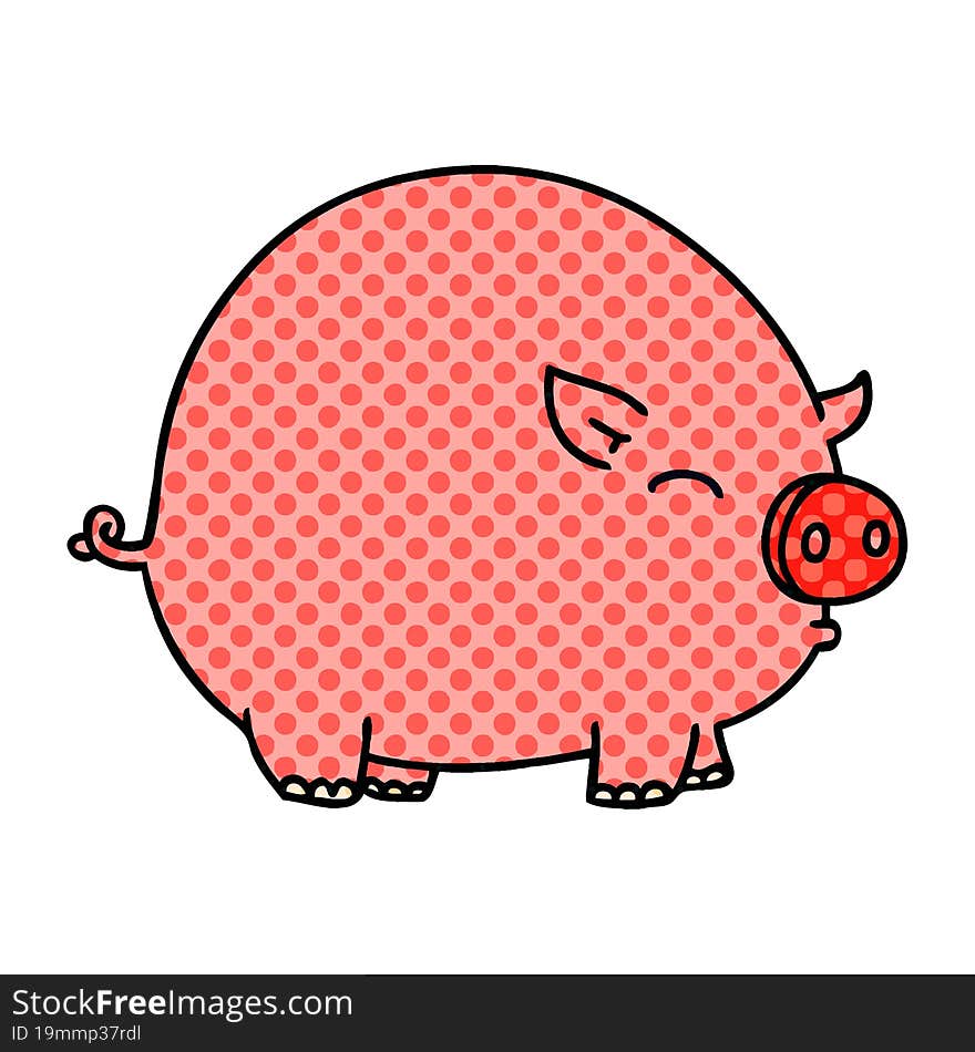 quirky comic book style cartoon pig