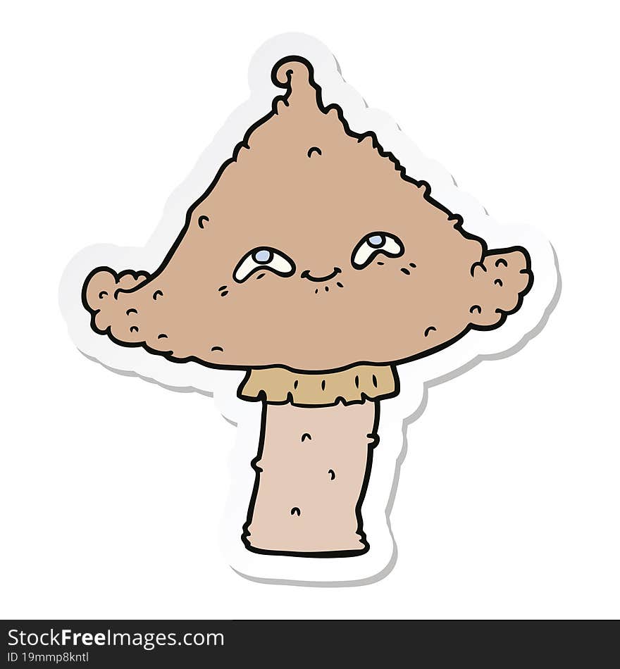 Sticker Of A Cartoon Mushroom With Face