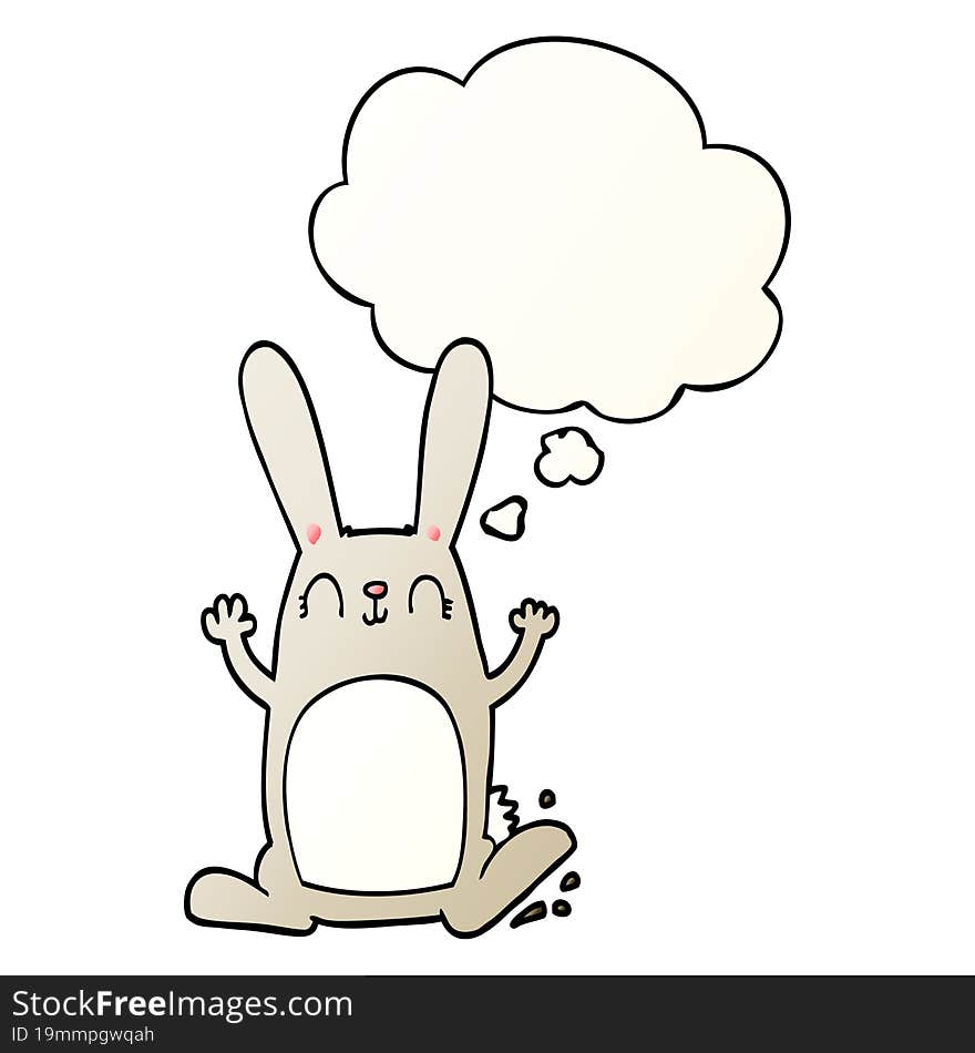 cartoon rabbit with thought bubble in smooth gradient style