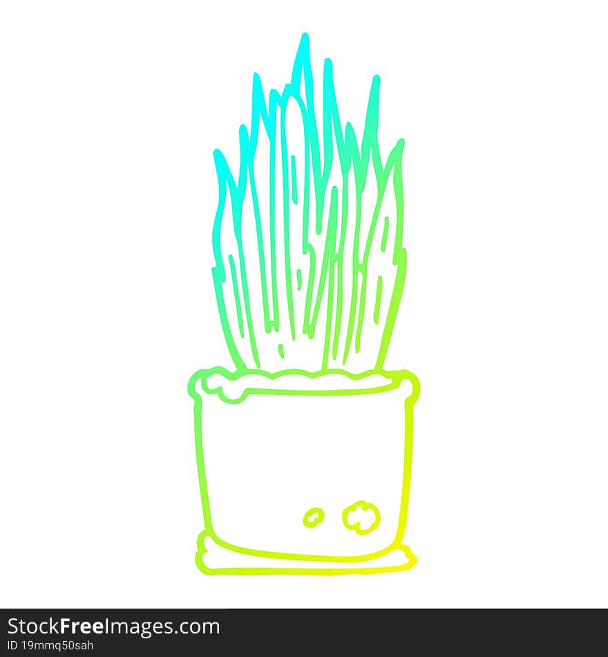 cold gradient line drawing cartoon house plant