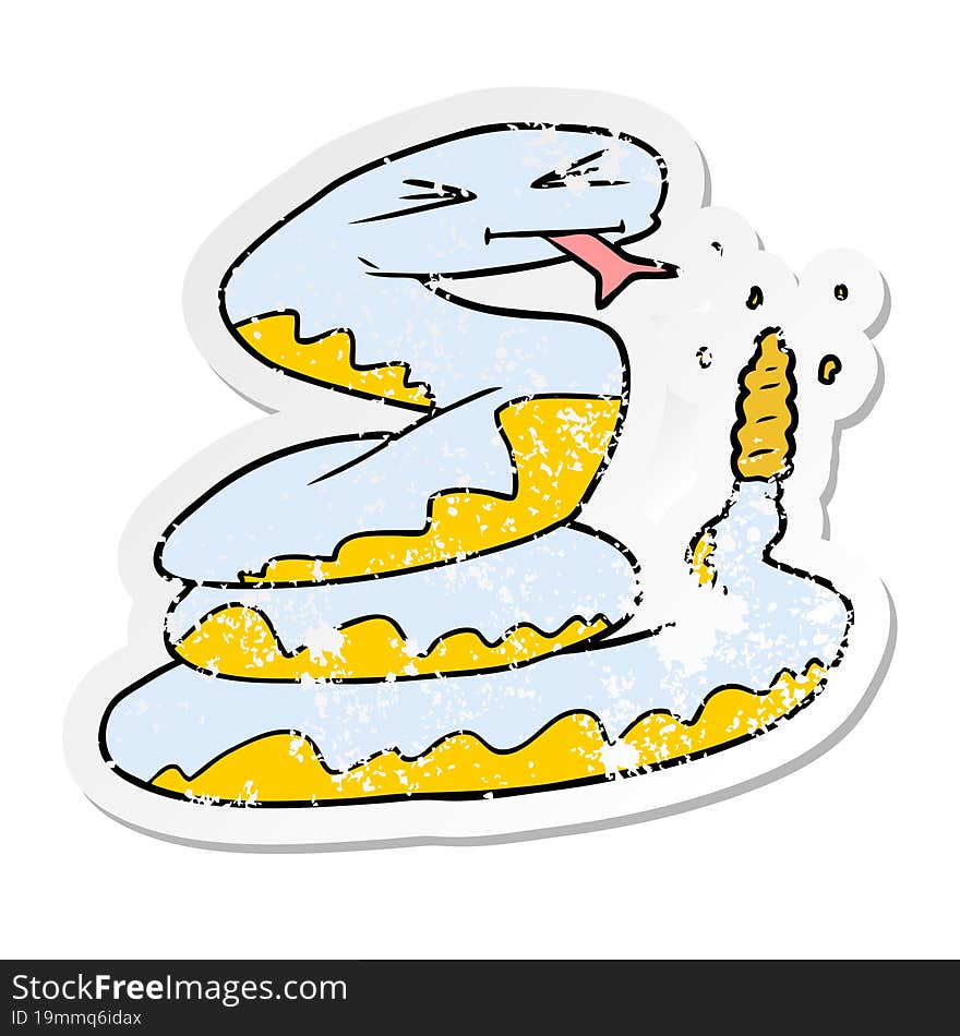 Distressed Sticker Of A Cartoon Rattlesnake