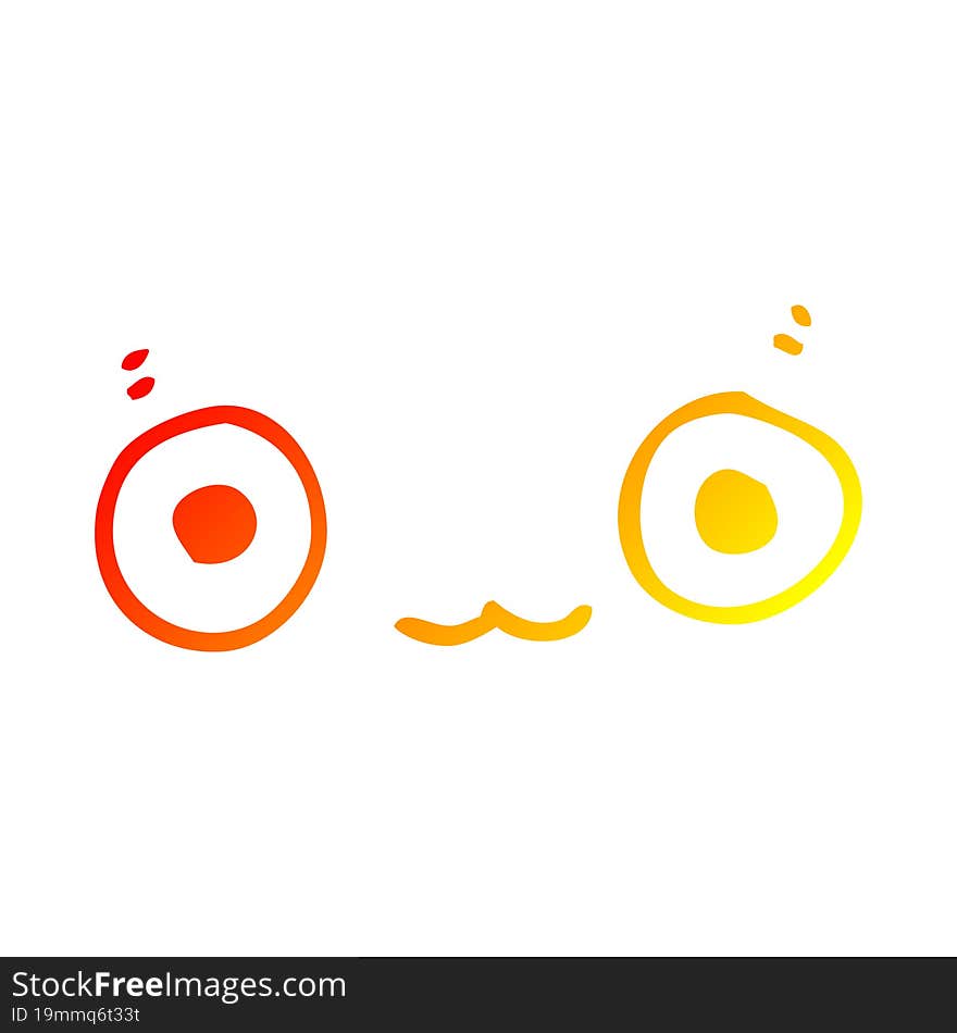 warm gradient line drawing cute cartoon face