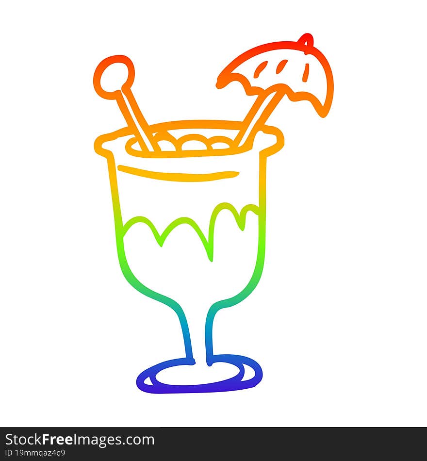 rainbow gradient line drawing cartoon cocktail