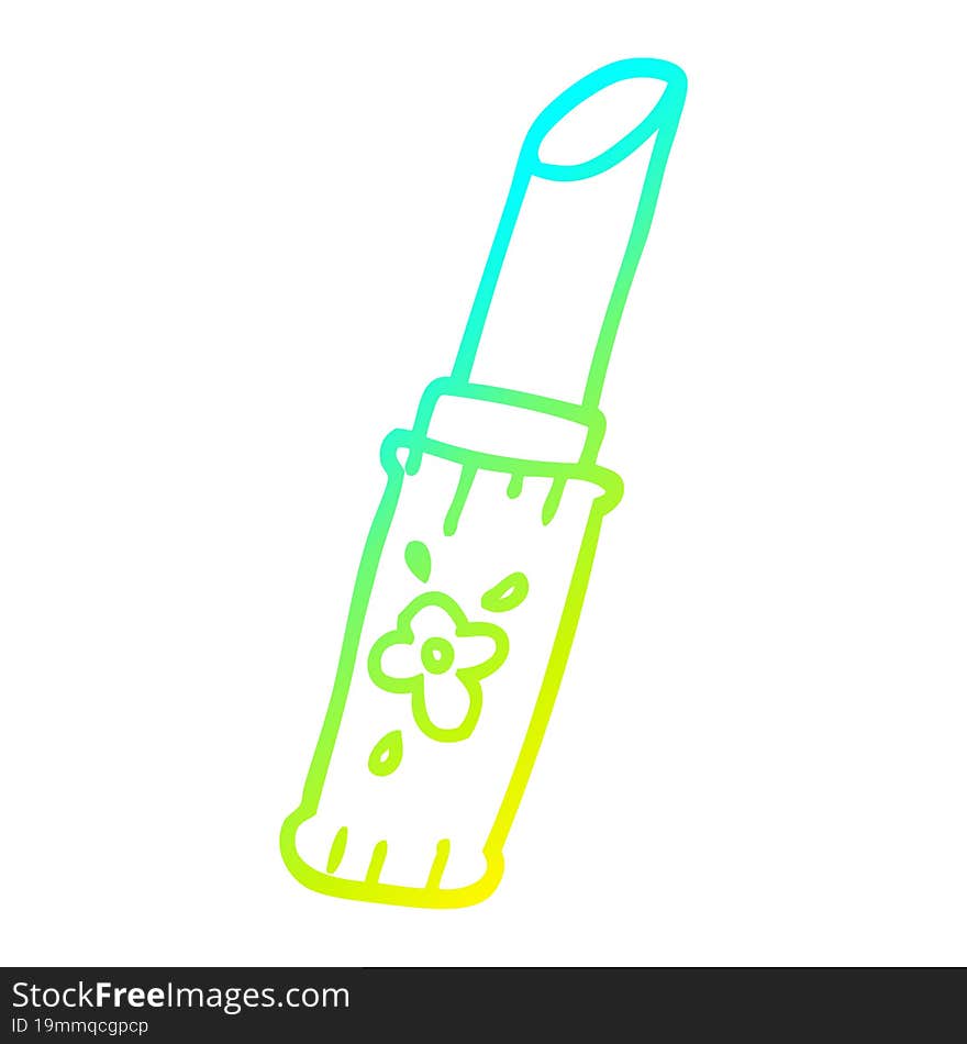 cold gradient line drawing of a cartoon lipstick