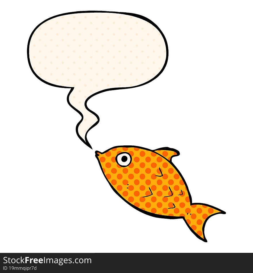 cartoon fish and speech bubble in comic book style