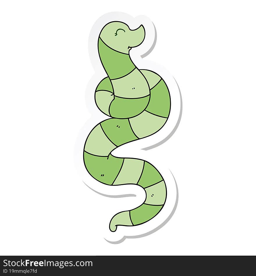 Sticker Of A Quirky Hand Drawn Cartoon Snake