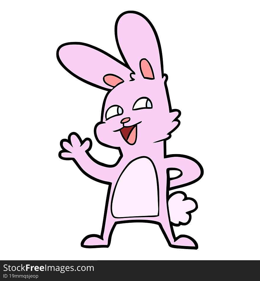 cartoon rabbit waving. cartoon rabbit waving