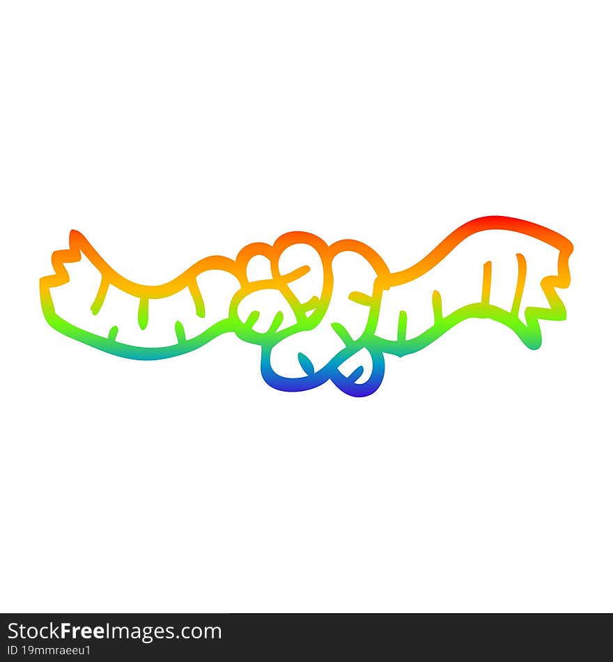 rainbow gradient line drawing of a cartoon rope knot