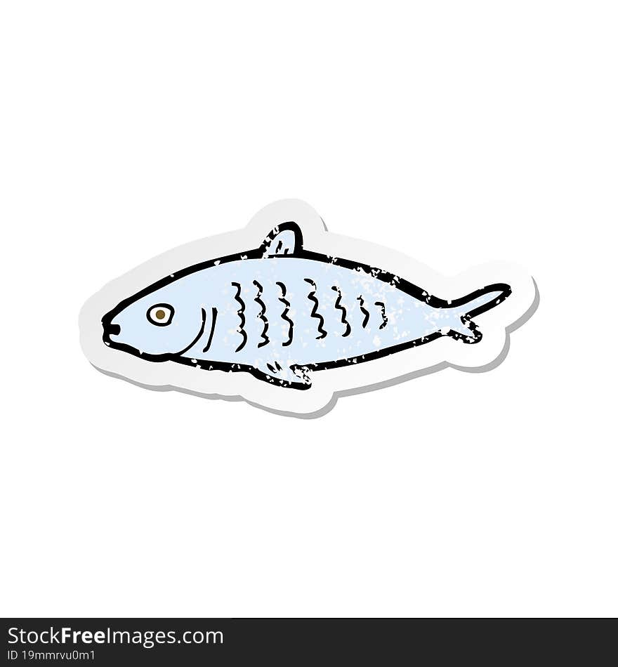 retro distressed sticker of a cartoon fish