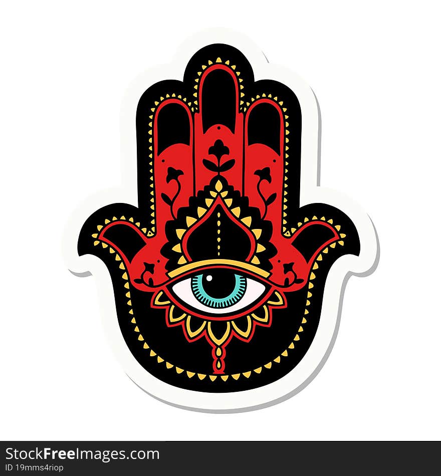 Tattoo Style Sticker Of A Hamza