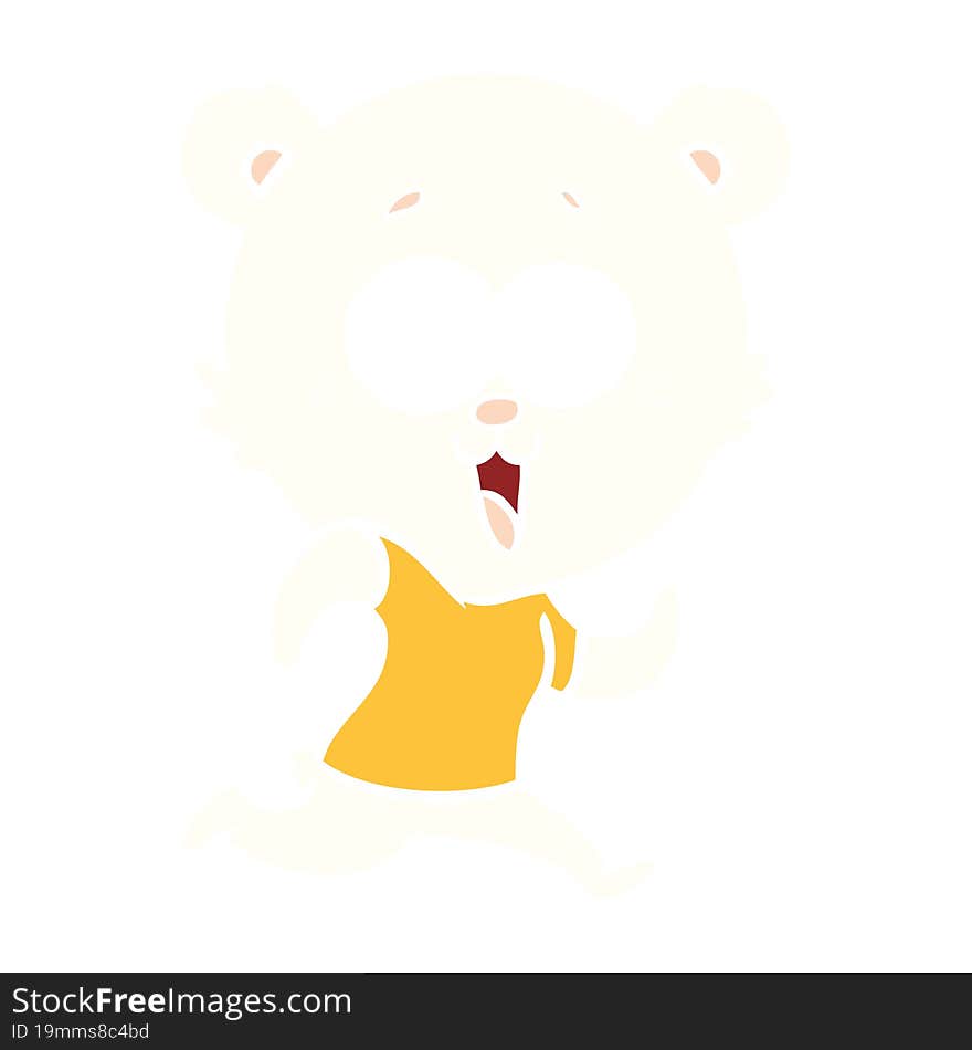 laughing teddy  bear flat color style cartoon