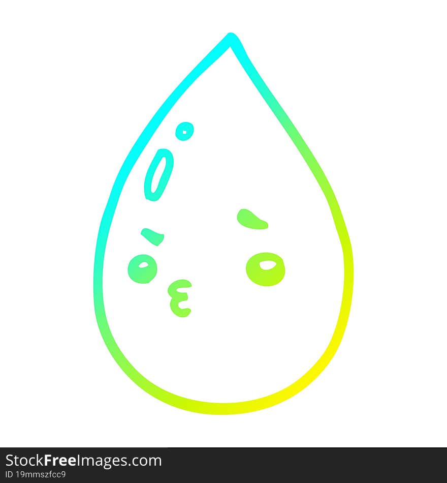 cold gradient line drawing cartoon cute raindrop