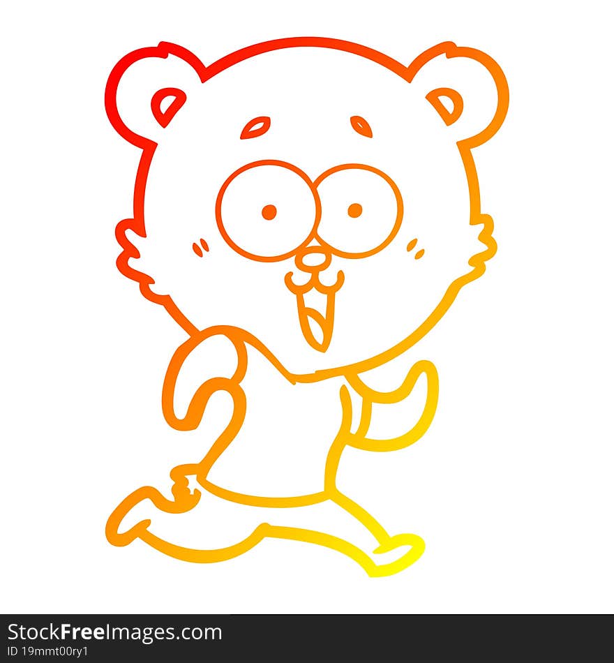 warm gradient line drawing laughing teddy  bear cartoon