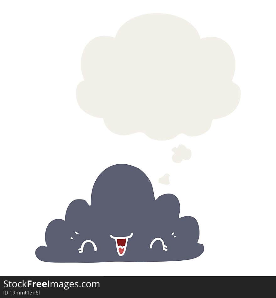 Cute Cartoon Cloud And Thought Bubble In Retro Style