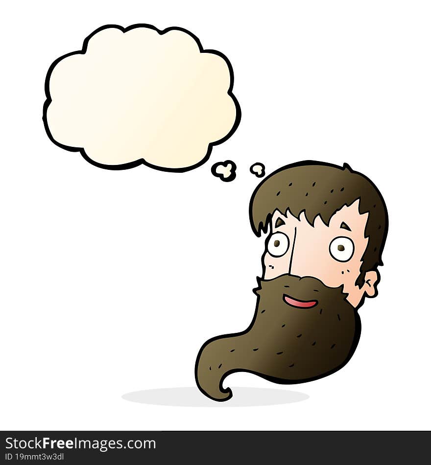 cartoon bearded man with thought bubble