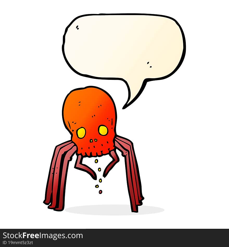 Cartoon Spooky Skull Spider With Speech Bubble