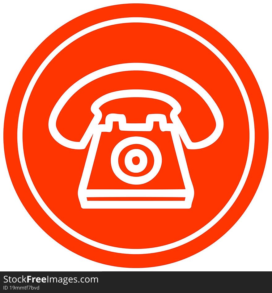 old telephone circular icon symbol