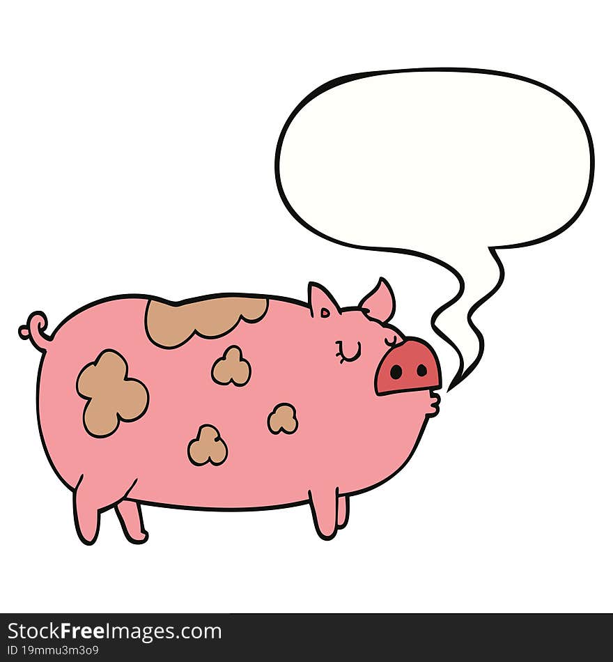 cartoon pig with speech bubble. cartoon pig with speech bubble