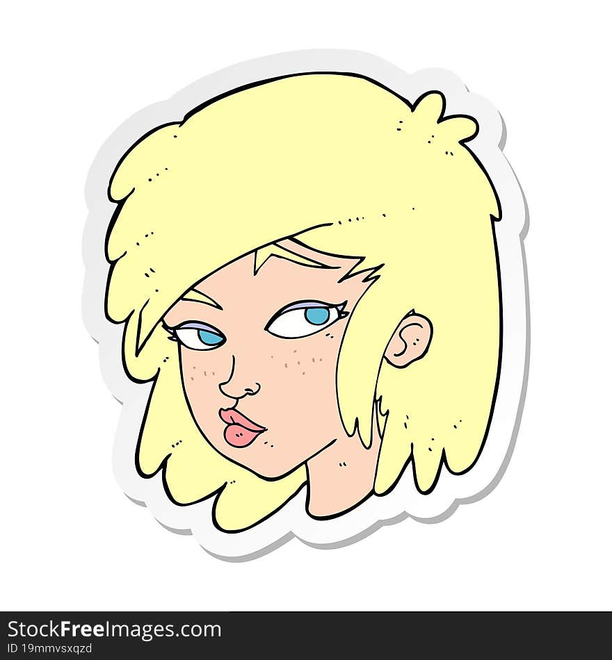 Sticker Of A Cartoon Curious Woman