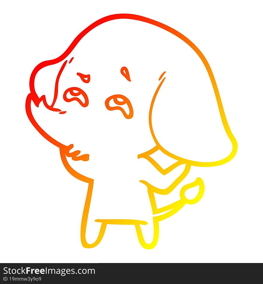 warm gradient line drawing cartoon elephant remembering